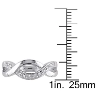 Womens 2mm 1/10 CT.T.W. Natural Diamond Sterling SIlver Round Crossover Ring