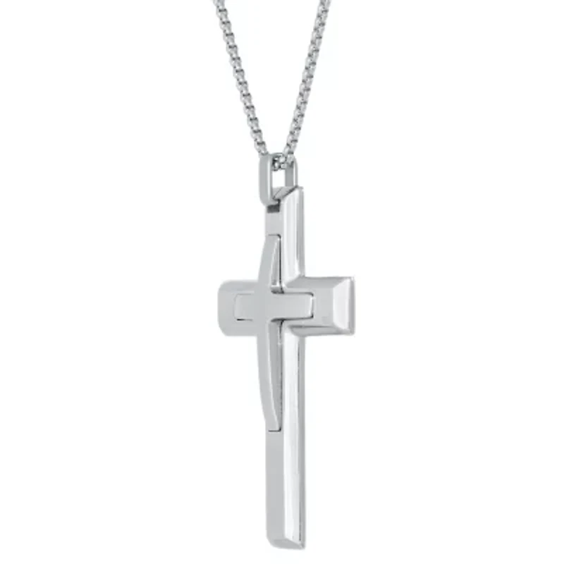 Mens Cross 24 Inch Pendant Necklace