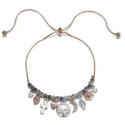 Bijoux Bar Delicates Two Tone Tree Of Life Womens Cross Flower Heart Bolo Bracelet