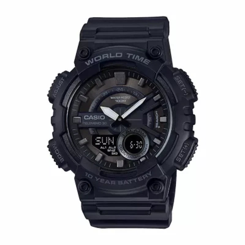 Casio World Time Mens Multi-Function Black Strap Watch Aeq110w-1bos