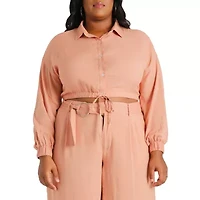 Poetic Justice Womens Plus Long Sleeve Crop Top