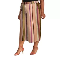 Poetic Justice Womens High Rise Over Belly Wide Leg Palazzo Pant Plus