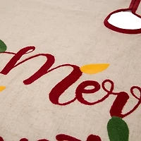Glitzhome Led Embroidered Linen Merry Christmas Indoor Tree Skirt