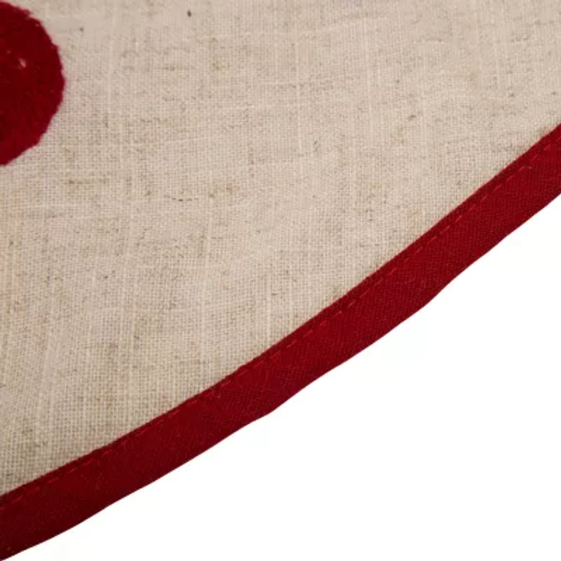 Glitzhome Led Embroidered Linen Merry Christmas Indoor Tree Skirt