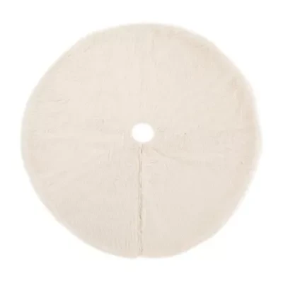 Glitzhome White Plush Indoor Tree Skirt
