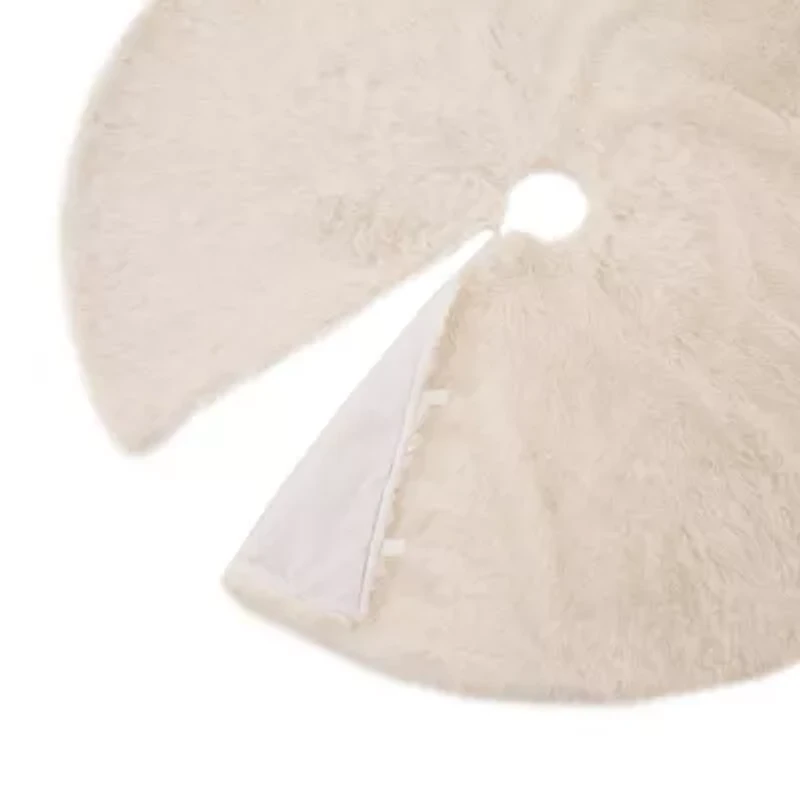 Glitzhome White Plush Indoor Tree Skirt