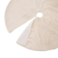 Glitzhome White Plush Indoor Tree Skirt