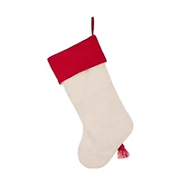 Glitzhome Led Embroidered Linen Reindeer Christmas Stocking