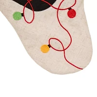 Glitzhome Led Embroidered Linen Cat Christmas Stocking