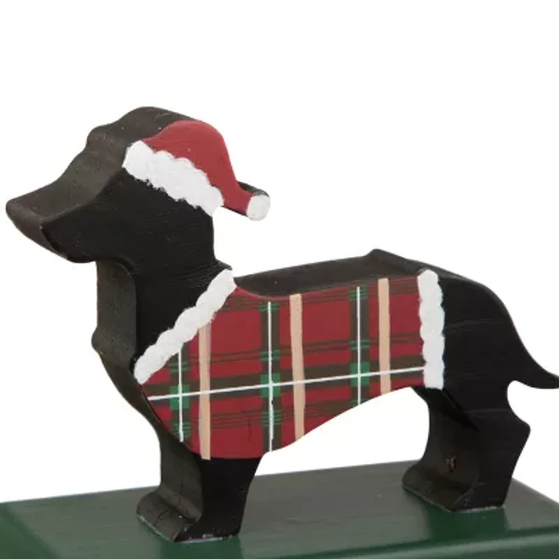 Glitzhome Wooden & Metal Dachshund Christmas Stocking Holder