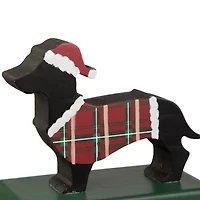 Glitzhome Wooden & Metal Dachshund Christmas Stocking Holder