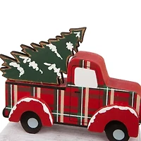 Glitzhome Wooden & Metal Red Truck Christmas Stocking Holder