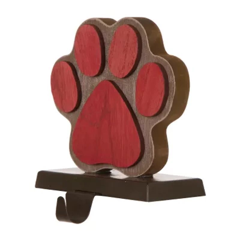 Glitzhome Wooden & Metal Paw Christmas Stocking Holder