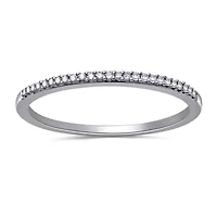 Womens 2MM Diamond Accent Natural White Sterling Silver Wedding Band