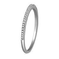 Womens 2MM Diamond Accent Natural White Sterling Silver Wedding Band