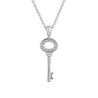 Diamond Accent "Balance" Womens Diamond Accent Natural White Diamond Sterling Silver Keys 18 Inch Pendant Necklace