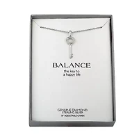 Diamond Accent "Balance" Womens Diamond Accent Natural White Diamond Sterling Silver Keys 18 Inch Pendant Necklace