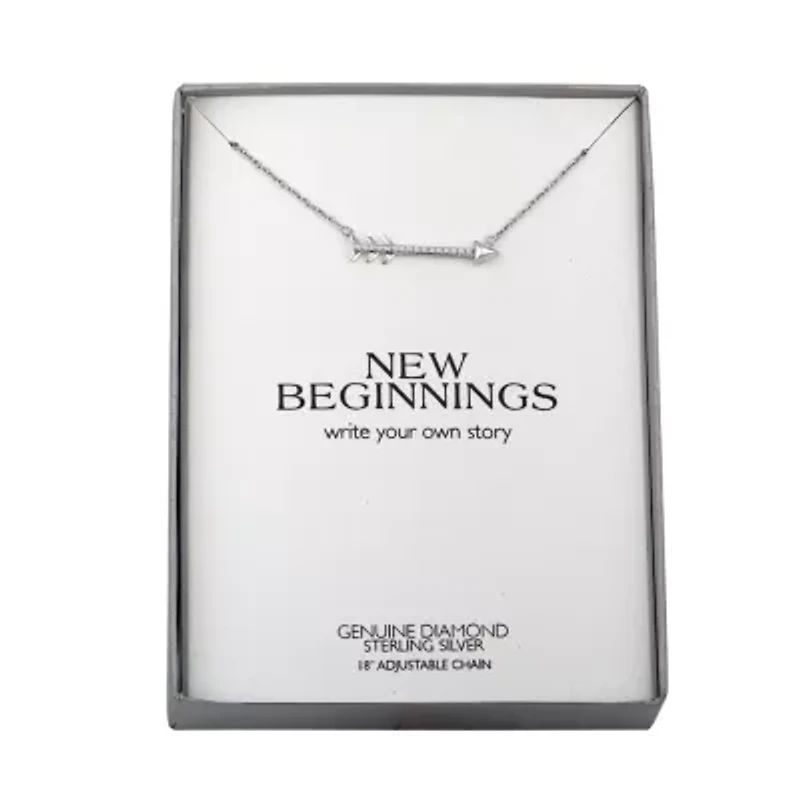 Diamond Accent "New Beginnings" Womens Diamond Accent Natural White Diamond Sterling Silver 18 Inch Pendant Necklace