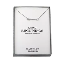 Diamond Accent "New Beginnings" Womens Diamond Accent Natural White Diamond Sterling Silver 18 Inch Pendant Necklace