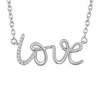 Diamond Accent "Love" Womens Diamond Accent Natural White Diamond Sterling Silver 18 Inch Pendant Necklace
