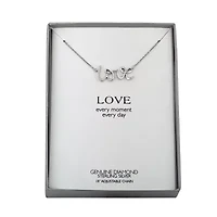 Diamond Accent "Love" Womens Diamond Accent Natural White Diamond Sterling Silver 18 Inch Pendant Necklace