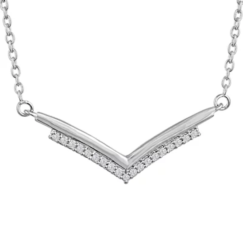 Diamond Accent "Fashionista" Womens Diamond Sterling Silver 18 Inch Chevron Necklace