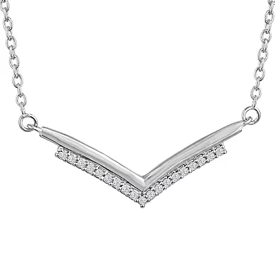 Diamond Accent "Fashionista" Womens Diamond Sterling Silver 18 Inch Chevron Necklace