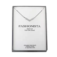 Diamond Accent "Fashionista" Womens Diamond Sterling Silver 18 Inch Chevron Necklace