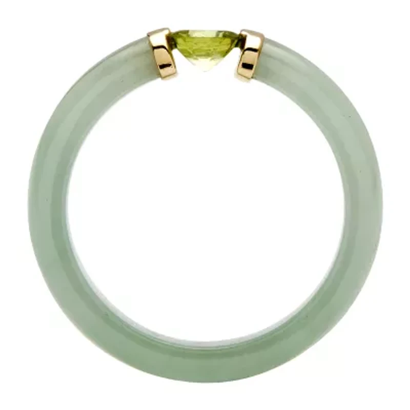 Womens 5MM Genuine Jade 10K Gold Band