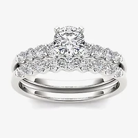 1 CT.T.W. Natural Diamond 14K White Gold Bridal Ring Set