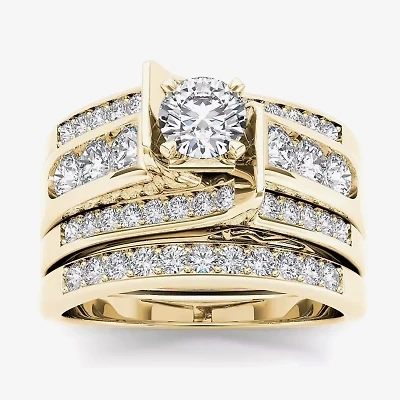 1 1/4 CT.T.W. Natural Diamond 14K Yellow Gold Bridal Ring Set