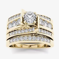 1 1/4 CT.T.W. Natural Diamond 14K Yellow Gold Bridal Ring Set