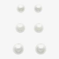 Mixit Womens Glass Simulated Pearl Hypoallergenic 3 Pair Earring Set