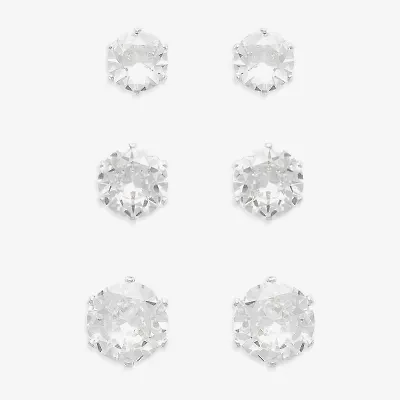 Mixit Womens Cubic Zirconia Hypoallergenic 3 Pair Earring Set