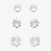 Mixit Womens Cubic Zirconia Hypoallergenic 3 Pair Earring Set