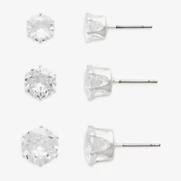 Mixit Womens Cubic Zirconia Hypoallergenic 3 Pair Earring Set