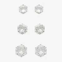 Mixit Womens Cubic Zirconia Hypoallergenic 3 Pair Earring Set