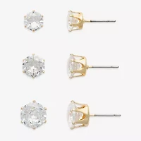 Mixit Womens Cubic Zirconia Hypoallergenic 3 Pair Earring Set