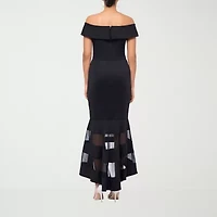 DJ Jaz Off The Shoulder Womens Short Sleeve Midi Evening Gown