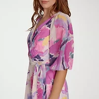 Marc New York Womens 3/4 Sleeve Floral Midi Fit + Flare Dress