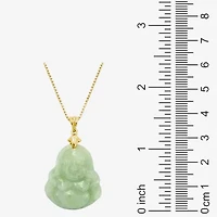 Buddha Womens Genuine Green Jade 14K Gold Over Silver Sterling Silver 18 Inch Pendant Necklace
