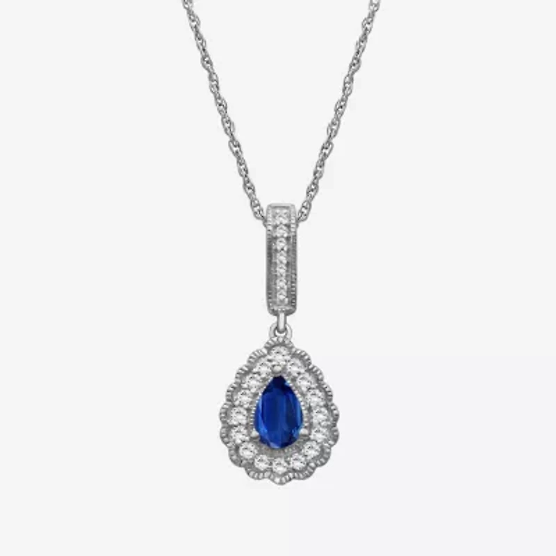 Womens Gemstone & 1/ CT. T.W. Natural Diamond 10K Gold Pear 18 Inch Pendant Necklace