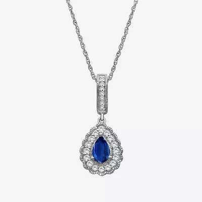 Womens Gemstone & 1/ CT. T.W. Natural Diamond 10K Gold Pear 18 Inch Pendant Necklace