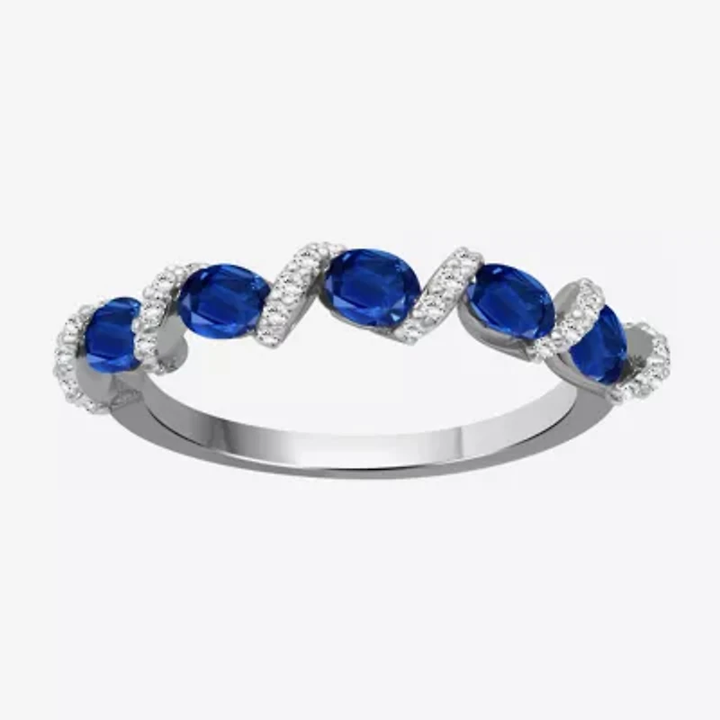 Womens Gemstone & 1/6 CT. T.W. Natural Diamond 10K Gold Oval Band