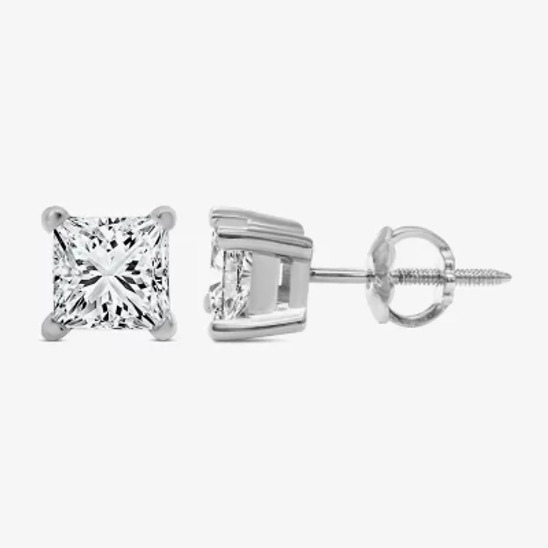Premier Collection 1 CT. T.W.  Natural Diamond Princess-Cut Stud Earrings 14K Gold