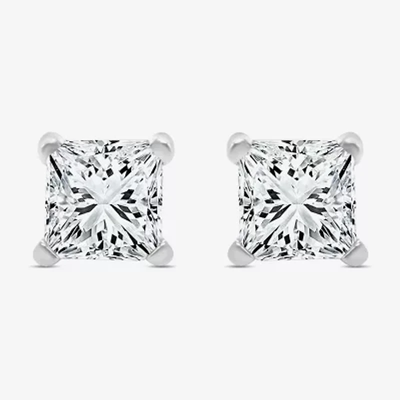 Premier Collection 1 CT. T.W.  Natural Diamond Princess-Cut Stud Earrings 14K Gold