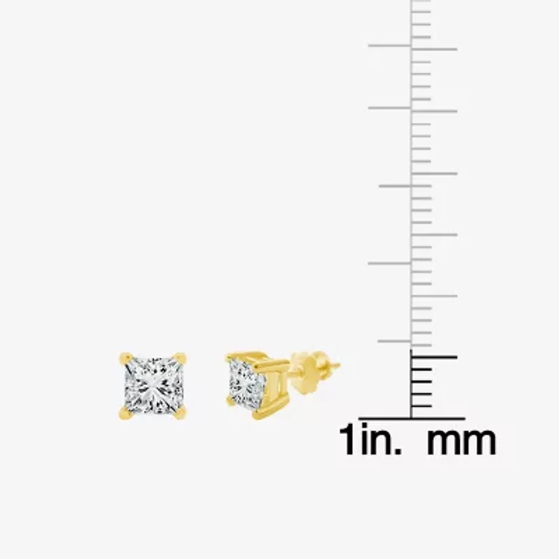 Premier Collection 1 CT. T.W.  Natural Diamond Princess-Cut Stud Earrings in 14K Gold