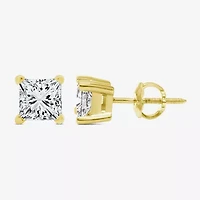Premier Collection 1 CT. T.W.  Natural Diamond Princess-Cut Stud Earrings in 14K Gold