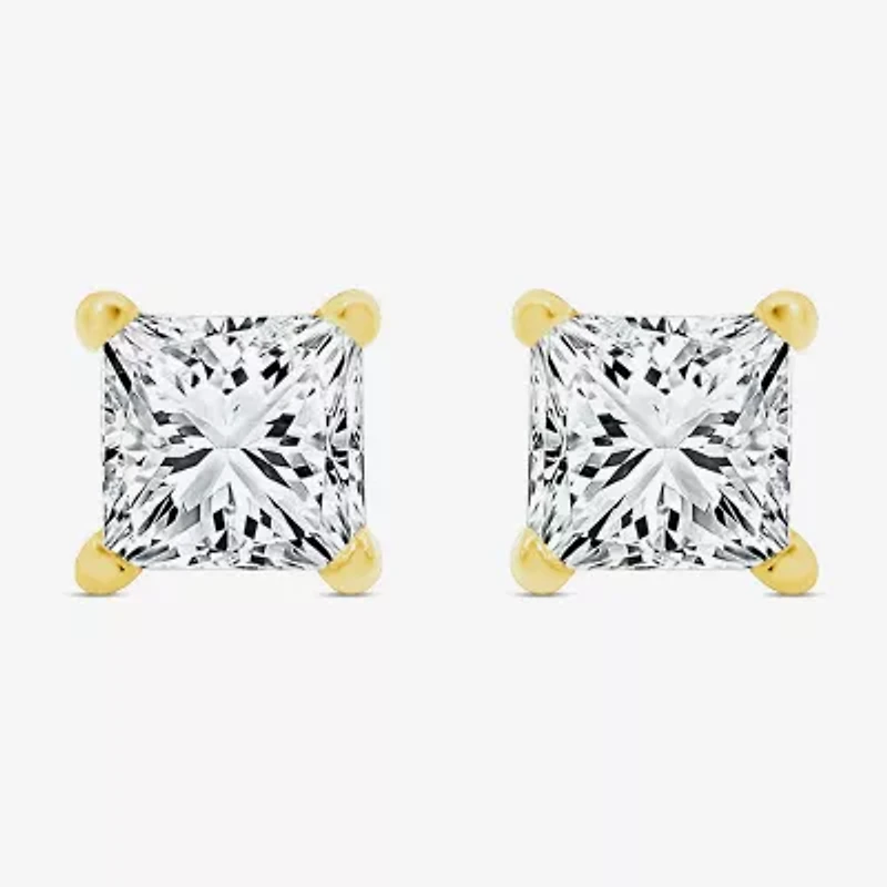 Premier Collection 1 CT. T.W.  Natural Diamond Princess-Cut Stud Earrings in 14K Gold
