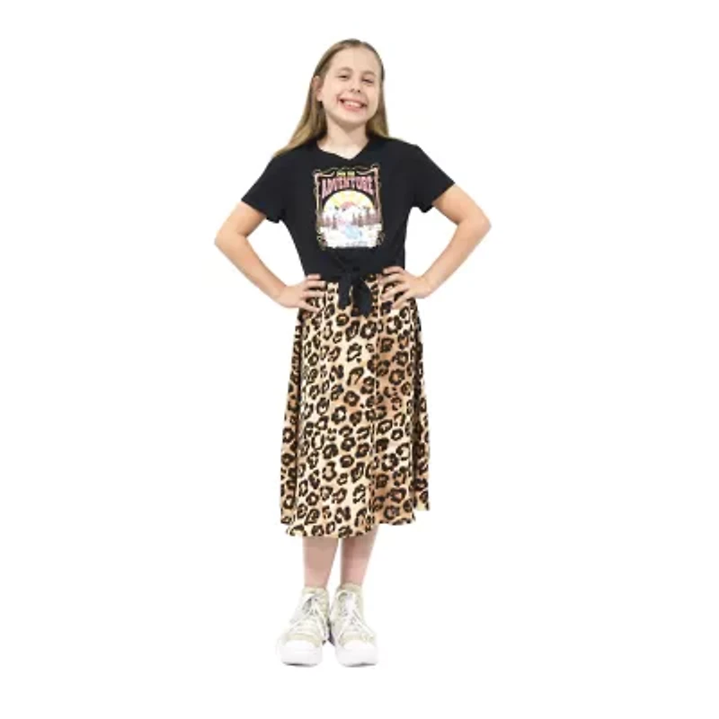 Lilt Big Kid Girls Midi Leopard Dress Set